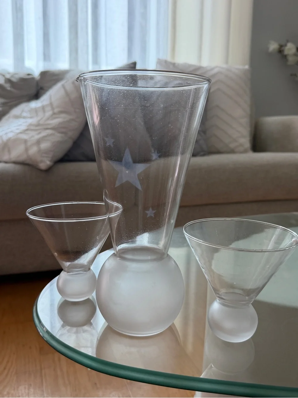 Macy's Clear and Frosted Glass Candle Holder Trio